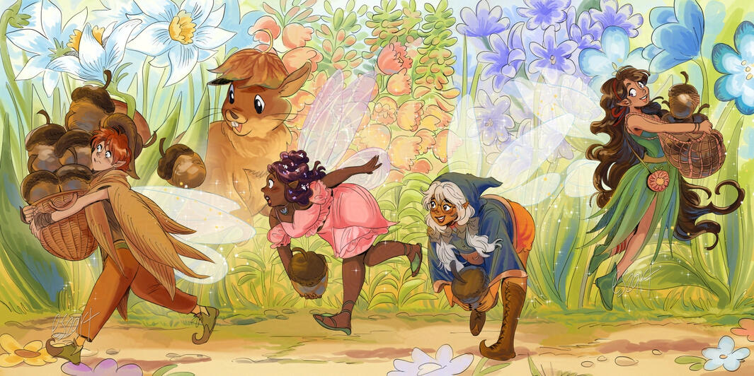 original character, fairy Jamie with cyclamen her favorite flowers.