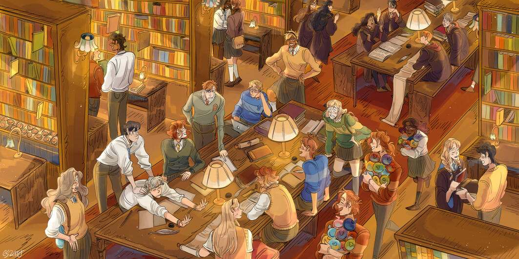 group drawing of different original characters, including my own characters and friends characters.